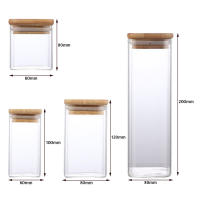 Tarro de Almacenamiento de Vidrio Transparente Cuadrado con Tapa a Prueba de Humedad para Café Té Bolsas de Granos para Cocina Hogar - details 6
