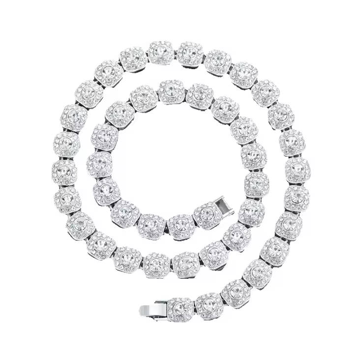 Collar y pulsera de cadena decorados con diamantes de imitación de moda estilo punk de primavera unisex, elegante conjunto de joyería de moda para decoración de fiestas y ropa diaria como regalo sin caja de regalo - 1