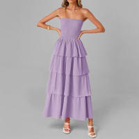 Vestido Largo de Moda Elegante sin Tirantes de Color Sólido para Mujer Primavera 2025 - details 6