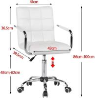 Silla de oficina giratoria, taburete de trabajo, altura de barra ajustable, carga máxima 120 kg con respaldo blanco. - details 2