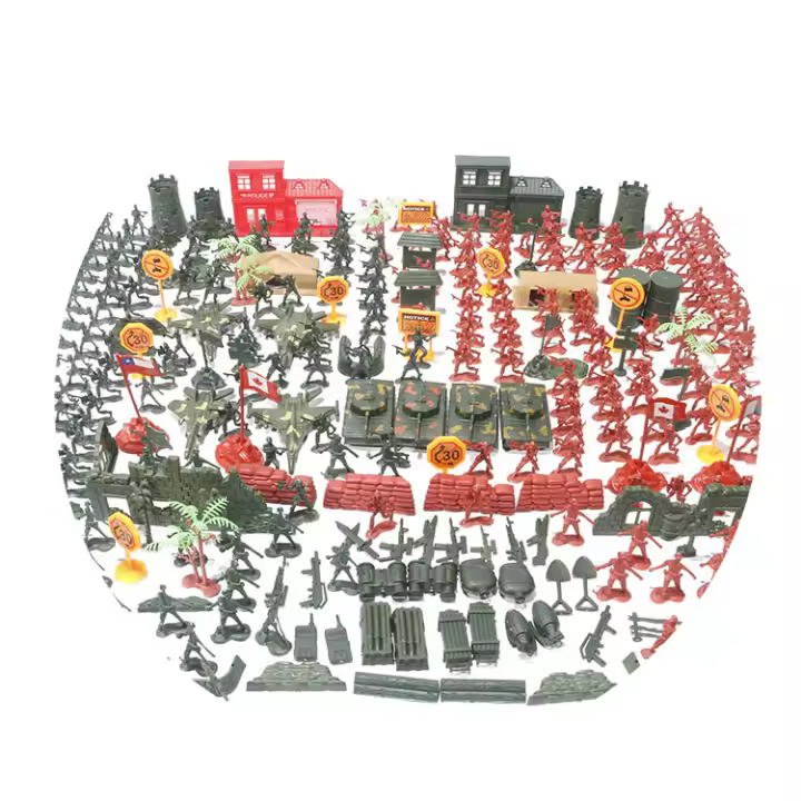 Juego Militar Infantil 330 Piezas Soldados de Plástico Móviles, Aviones, Tanques, Torretas para Niños Juego Base del Ejército 4cm - 5cm Soldado Figura de Actividad Juguetes - 1