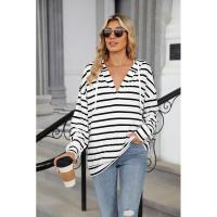 Sudadera con capucha de moda coreana para mujer, manga larga, rayas, primavera-otoño, top novedoso - details 1
