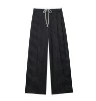 2024 pantalones de mujer pantalones anchos holgados pantalones negros de moda para mujer pantalones casuales de cintura alta otoño mallas acampanadas azules - details 2