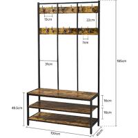 Entrada Recibidor Recibidor Perchero de Industrial con 12 Ganchos Dobles Perchero de Pie para Sala de Estar 100×40×185cm Marrón Rústico - details 1