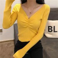 2025 suéter Sexy con cuello en V para mujer, Jersey de punto de otoño, Jersey elegante suave coreano ajustado de manga larga para mujer, Top básico nuevo de invierno - details 24