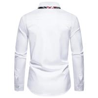 Nueva llegada de los hombres a cuadros bloque de Color camisa de manga larga otoño Casual Patchwork camisas hombre oficina diaria trabajo Social Top camisas - details 3