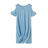 Vestido de manga corta para mujer, camiseta retorcida con hombros descubiertos, Color sólido, verano europeo y americano, primavera y verano - details 13