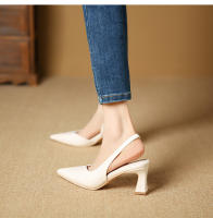 Nuevo aire trasero boca poco profunda tacones altos puntiagudos zapatos de mujer de tacón grueso - details 24