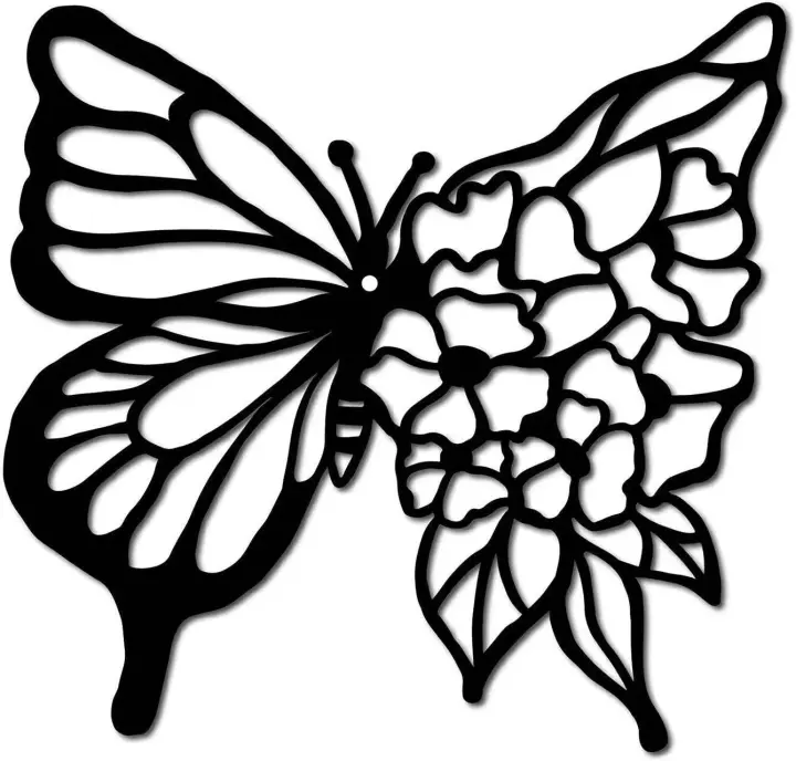 Silueta de hierro negro para decoración de pared, columpios de hojas con líneas artesanales de Metal - 1