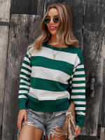 Suéter empalmado a rayas para mujer, Jersey de punto a la moda, novedad de otoño e invierno, 2023 - details 16
