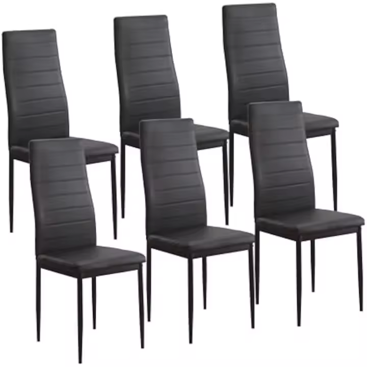 Paquete de 6 Sillas de Comedor emi, Sillas Estilo Moderno, Ergonómicas, respaldo y asiento en polipiel color negro - 1