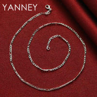 Collar de cadena Figaro para mujeres y hombres, joyería de plata, 4 mm, 16-30 pulgadas - details 2