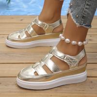 Sandalias de tacón inclinado informales con velcro para mujer, suela gruesa grande, novedad de verano 2024 - details 4