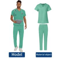 Top exfoliante con cuello en V + pantalón médico, ropa de enfermería, uniformes médicos de S-3XL, disfraz de médico de dentista de manga corta, Tops y pantalones de enfermera - details 35