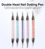 Pinceles KADS para puntos de uñas set de 5 piezas con cabeza doble y mango de pedrería herramienta adecuada para crear bolas de puntos - details 0
