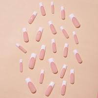 24PCS/1Caja De Uñas Postizas Estilo Francés Rectangulares Blancas Explosiones En Europa Y América Falsas Uñas De Resina - details 2