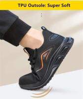 Botas altas para hombre, zapatos de seguridad de cuero para trabajo con punta de acero y antiperforación, zapatos impermeables - details 4