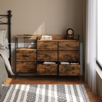 Cajonera para armario, cómoda dormitorio 8 cajones de tela, estantes de madera, cómoda de salón, cajas organizadoras, estructura metálica, estilo industrial - details 6