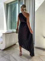 Vestido largo sexi con cuello Diagonal y cintura sin mangas para mujer, vestido liso calado elegante para fiesta, decoración a la moda - details 4