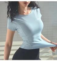 Alo yoga nuevo deporte camiseta mujeres verano yoga manga corta transpirable ropa de fitness speeddry running top de entrenamiento - details 10