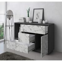 Mueble de Comedor Elegante Estilo Wind Madera Resistente Blanco/Cemento Longitud de 86x120x40cm - details 24