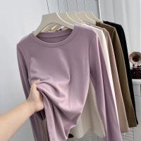 Fleece Thermal Underwear for Women Winter Warm T Shirt Thermo Lingerie Korean Elastic Soft Long Sleeve Undershirt Pullover - details 4