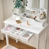 Conjunto Blanco Espejo Tríptico Y 3 Modos De Colores, Mesa De Maquillaje - details 5