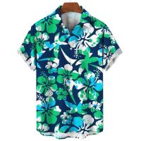 Camisa de playa informal de manga corta para hombre, cuello de planta y vaca, ropa de vacaciones hawaiana, novedad de verano - details 5