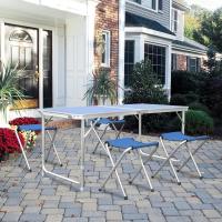 Mesa plegable, juego de 5 uds., mesa de Camping de aluminio de 120cm plegable con 4 taburetes, muebles de exterior, mesa de Picnic y silla portátil - details 6