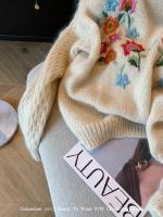 Encaje de Cashmere Harajuku Pullover Floral con Mangas para Mujer Talla Grande Coreana - details 3