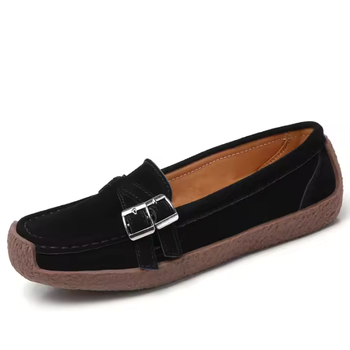 Mocasines clásicos de cuero genuino para mujer, zapatos náuticos informales sin cordones, zapatos planos cómodos de moda - 1