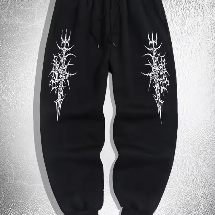 Pantalones deportivos informales de calle y ocio con cintura estampada para hombre, pantalones para correr con cigarros - 1