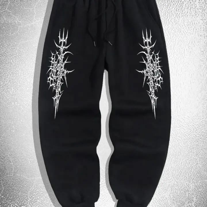Pantalones deportivos informales de calle y ocio con cintura estampada para hombre, pantalones para correr con cigarros - 1