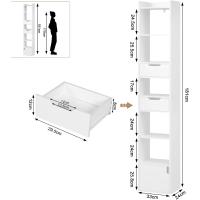 Libreria Alta Estantería de 6 Compartimentos con 2 Cajones y Armario con Puerta Blanco - details 2