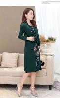 Vestido Midi Vintage ral de talla grande para mujer, moda coreana, elegante, para primavera y otoño, jersey de manga larga empalmado, bata informal - details 7