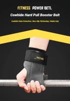 Guantes de gimnasio de piel de vaca, empuñaduras antideslizantes, cinturón de peso, almohadillas de levantamiento, entrenamiento de peso muerto, protección de palma para Fitness, protectores de entrenamiento, 2 uds. - details 0