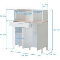 Alacena de Cocina Mueble Auxiliar de 3 Puertas y 1 Cajón Acabado en Blanco Artik y Roble Canadian - details 2