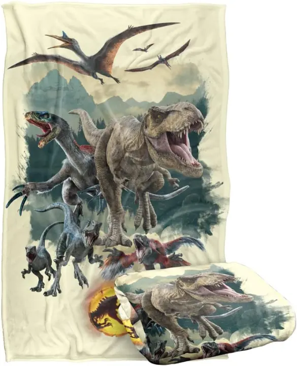 Manta Jurassic World: Dominion, grupo Dino Predator, manta sedosa y súper suave - 1