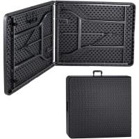 Mesa Plegable Plástico Efecto Ratán 180x75x73cm Multifuncional Portátil con Asas Intemperie - details 4