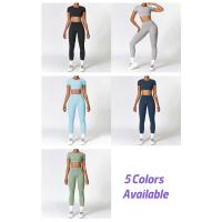 Conjunto de yoga de dos piezas para mujer Leggings de cintura alta de manga corta - details 1