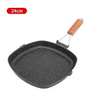 Sartén de fondo plano a rayas plegable para el hogar al aire libre, estufa de inducción de Gas antiadherente especial para freír carne - details 3