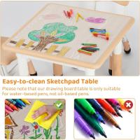 Grupo de Mesa Infantil en Altura Ajustable, Muebles de plástico para niños, Grupo de Asientos para niños y niñas a Partir de 2 años, (Amarillo, Mesa Cuadrada) - details 5