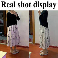 Lucyever-faldas largas con estampado Vintage para mujer, faldas plisadas de línea a que combinan con todo, elásticas, de media pantorrilla, de verano - details 0