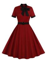 Elegante Vestido Largo de Algodón Retro Cuello con Lazo Estilo Vintage para Mujeres Moda de Verano - details 1