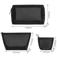 Bolsa de maquillaje de malla negra transparente para mujer, bolsa de cosméticos pequeña y grande, bolsas de almacenamiento portátiles, artículos de tocador de viaje, bolsa organizadora de toallas - details 2