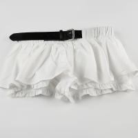 BUNO-minifalda blanca de cintura baja con cinturón para mujer, faldas cortas básicas de estilo Preppy informal Kawaii, trajes de calle Coreanos - details 5