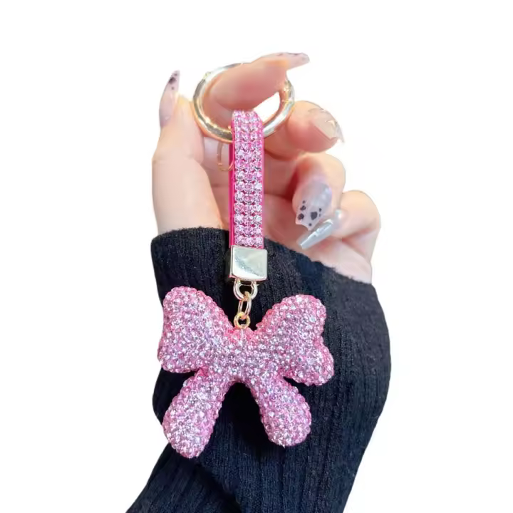 LLavero de lazo de diamante con diamantes de imitación para mujer, colgante con lazo de cristal coreano, creativo, con lazo de diamantes de imitación - 1