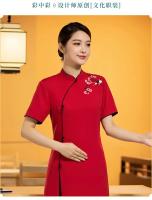 Ropa de trabajo de recepción de bienvenida de Hotel de estilo chino Cheongsam comedor casa de té recepción cajero camarero ropa de verano vestido - details 11