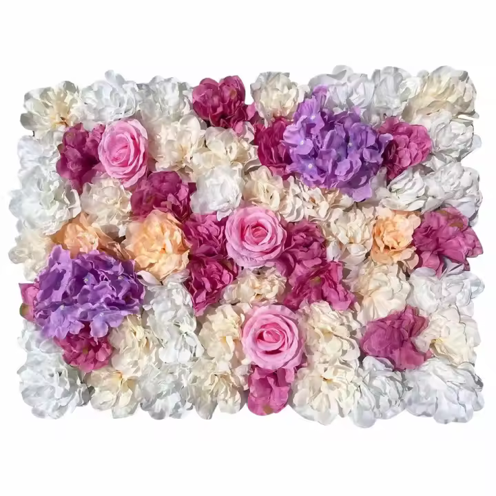 Paneles de flores artificiales para pared, decoración de fondo de fiesta y boda, 12 piezas, 60x40 Cm - 1