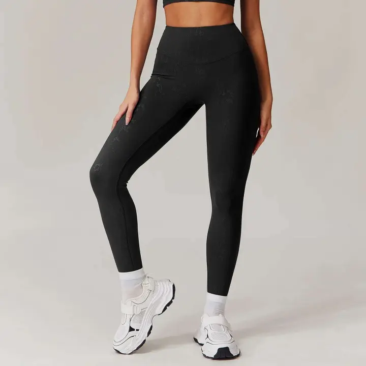 Pantalones de yoga para correr para mujer, monos deportivos de entrenamiento teñidos de cintura alta, levantamiento de cadera, pantalones de gimnasio - 1